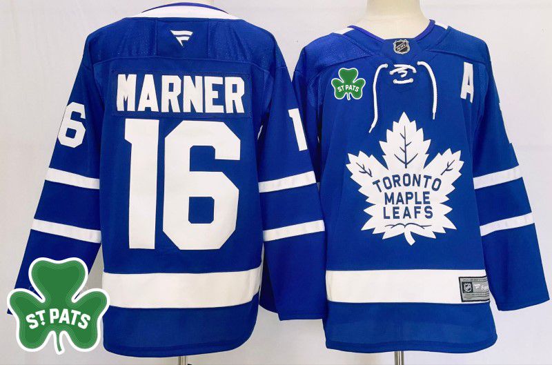 Men Toronto Maple Leafs #16 Marner Blue Fanatics 2025 NHL Jersey style 2